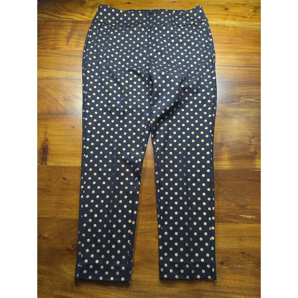 Soft Surroundings Women’s Ponte Ankle Pants PL Petite Metallic Bronze Polka Dot